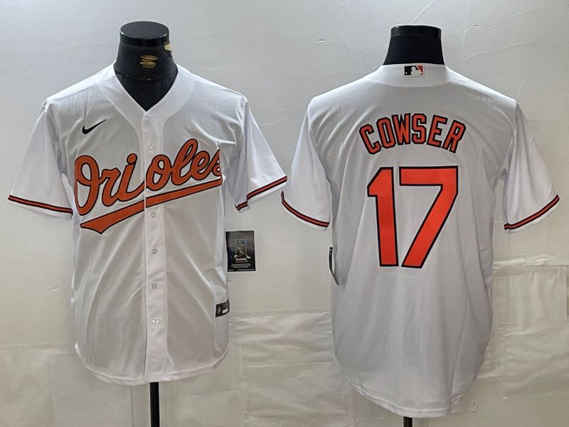 Men Baltimore Orioles 17 Cowser White Game 2024 Nike MLB Jersey style 1